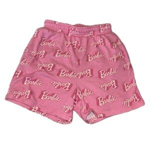 pink barbie logo shorts